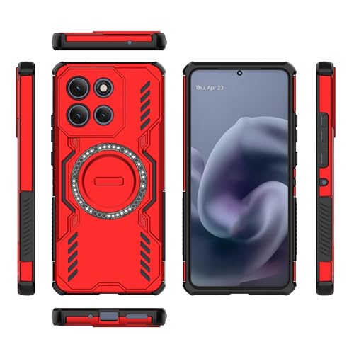 Coque Moto G86 Power 5G antichoc rouge protège écran cassé support chargeur induction