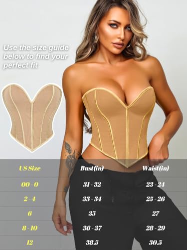 Image of ChiaoLezhee Heart Corset Top For Women, Sexy Concert Outfits Going Out, Strapless Crop Top, Overbust Bustier
