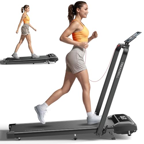 Walking Pad Treadmill with Incline, 2 in 1 Foldable Treadmills for Home Small Office, 300lbs Portable Compact Under Desk Treadmill with App, Remote Control and LED Display
