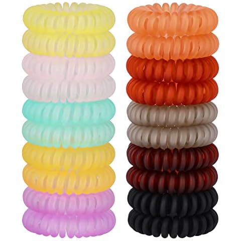 JessLab Spiral-Haargummis, 20 Stück Spurlose Telefonkabel-Haargummis Ohne Falten Spiralarmband Kunststoff Coil Pferdeschwanz Halter No-damage Stirnband Haarschmuck Cover