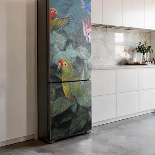 Vinilo para nevera de 60x205 cm impermeable con diseño de aves tropicales 4