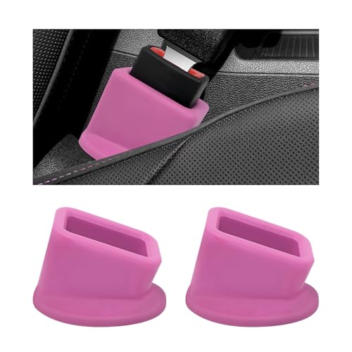 MTRPS 2PCS Car Seat Belt Buckle Holder, Silicone Seatbelt Booster Raises Your Seat Belts for Easy Access, Safety Belt Buckle Fixer Makes Receptacle Stand Upright for Elders (Pink)
