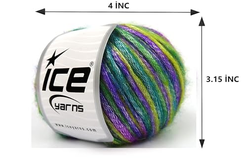 Image of Ice Yarn Picasso (3 Pack) Light Shinny Yarn Knitting Yarn Crochet Yarn for DIY Hand Knitting 44% Acrylic, 56% Polyester (3x1.76 Oz),(3x125 yds) (Deep Forest- Blue, Lilac, Green Shades)