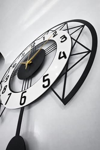 Image of Wall Clock for Living Room Stylish | Sweep and Silent Machine | Metal Wall Watch for Office, Bedroom, Hall | Big Size Morden Wall Decor for Home (15 Inch Matt Black)