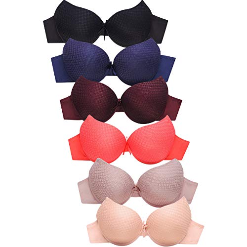 Mamia Women's Basic Lace/Plain Lace Bras (Pack Of 6)- Various Styles (38B, Br4324Lpu) #TOP12