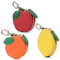Cute Fruit Coin Purse Bag Charms, Girls Women Mini Kawaii Faux Leather Coin Change Purse & Pouch Holder Keychain Charm for Handbag Tote Wallet Airtag Accessories