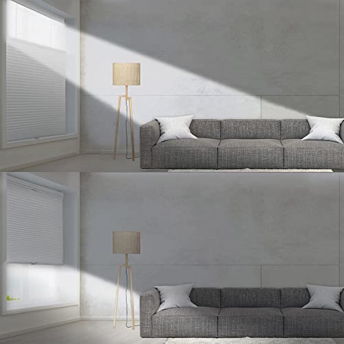 Lazblinds Top Down Bottom Up (Tdbu) Cordless Cellular Shades, Light Filtering Honeycomb Shades Pleated Polyester Blinds For Window Size 35" W X 64" H, Grey #TOP7