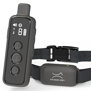 SPUNKY.PET ● Trilling Halsband voor Hondentraining ● Waterdicht en Oplaadbaar ● Lange autonomie ● Nederlands handboek ● 2 Trainingsmodi: Geluid en Trilling (SP201-2)