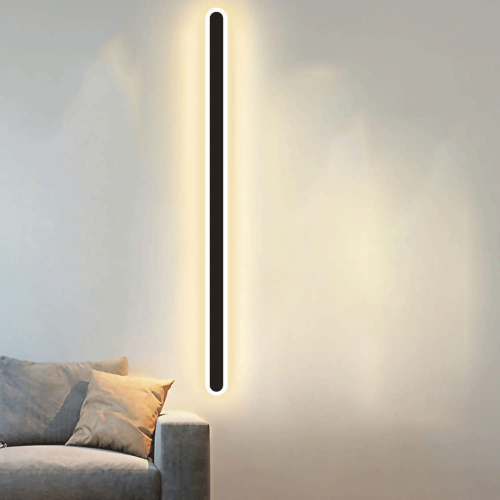 Wewnętrzna liniowa metalowa lampa ścienna, akrylowe oświetlenie dekoracyjne do salonu Światło nastrojowe, nowoczesna podkładka ścienna LED, proste długie kinkiety ścienne do przedpokoju, jadalnia 3000