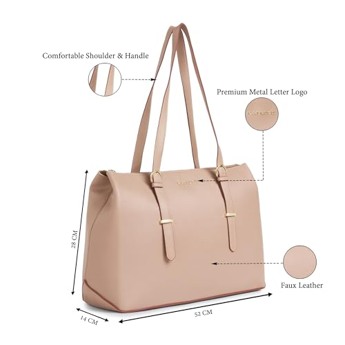 Image of Caprese Regina 16 Inch Laptop Compatible Large Tote Bag for Women | Stylish, Durable, Multi-Compartment Design for Work, Travel, Shopping | Comfortable Straps Shoulder and Handheld Bag