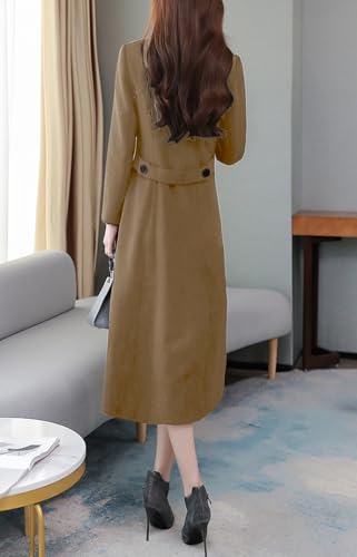 Image of chouyatou Women's Maxi Long Wool Blend Pea Coat Shawl Collar Double Breasted Winter Trench Coat Overcoat