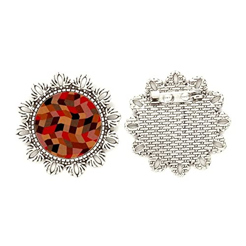 Broche de flores plateadas mediano con acabados de alta joyería y corte geométrico