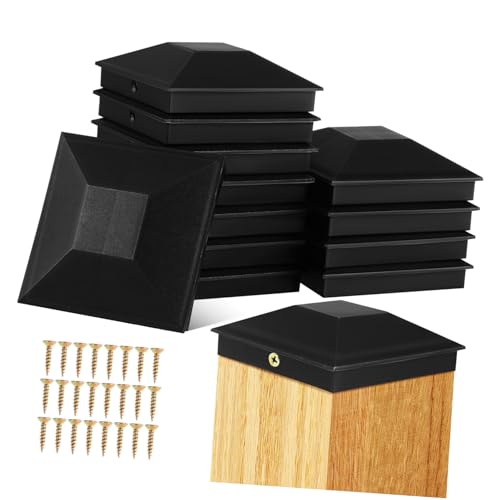 Homoyoyo 12pcs Stylish Fence Post Caps Easy Installation Outdoor Post Covers Screws Protection Fencing Tools for Garden and Deck