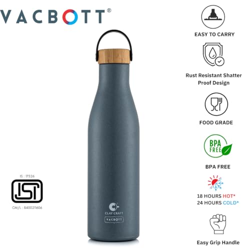 Image of CLAY CRAFT VACBOTT Yeti Double Walled|18 Hours Hot and 24 Hours Cold Vacuum Insulated Flask 850ml|Easy to Carry|Gym Bottle|Home|Kitchen|Hiking|Travel Bottle|BIS Certified|1Year Limited Warranty