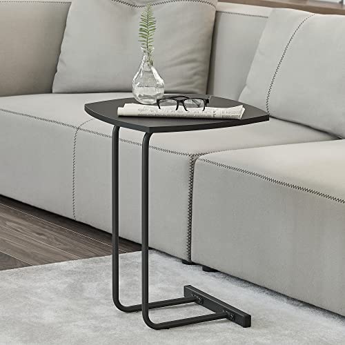 [en.casa] Table d'Appoint pour Salon Bout de Canapé Design Capacité de Charge 15 kg Métal MDF 55 x 40 x 40 cm Noir
