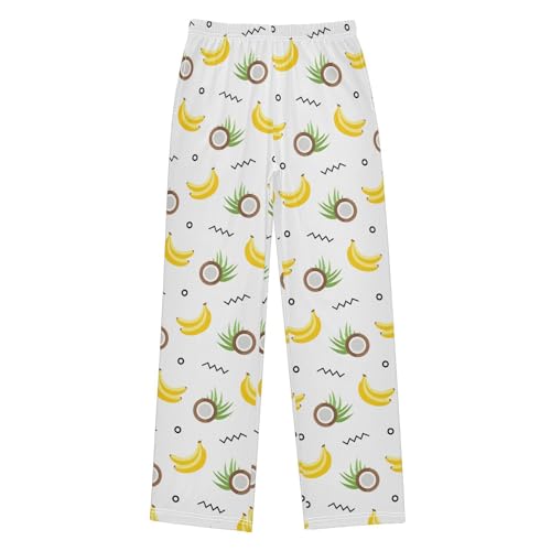 ZZXXB Banana Coconut Boys Long Pants Soft Trousers Elastic Waist Kids Lounge Bottoms with Pockets S-XL