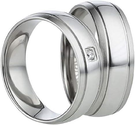 Jewellery Depot Wedding Rings Partner Rings Engagement Rings Stainless Steel with Zirconia + Engraving Proposal Rings Wedding Rings