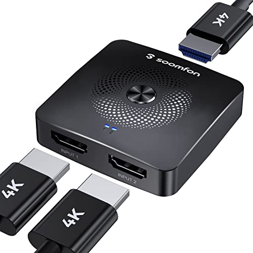 SOOMFON Conmutador HDMI Switch 4K - HDMI Splitter Entrada 1 a Salida 2 o Switch 1 a 2 Salida Duplicador HDMI Bidireccional 2.0 Soporta 3D 1080P HDCP2.2 para TV/PS5/PS4/Xbox/Fire Stick/BLU-Ray[4K@60Hz] Cover