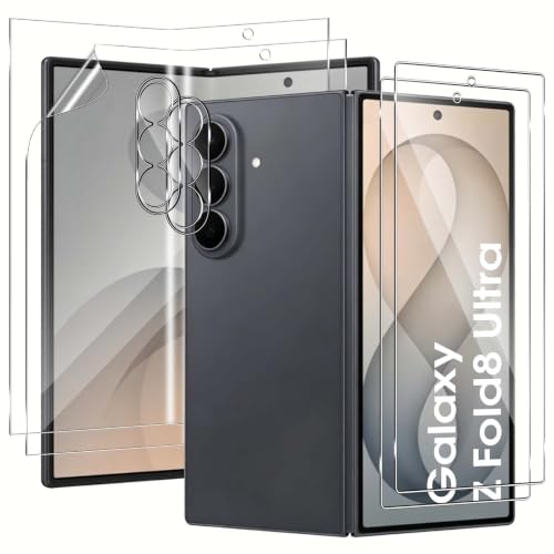 QULLOO Schutzfolie für Samsung Galaxy Z Fold 8 Ultra 5G für Panzerglas, [2+2+2 Stück] Weich Hydrogel Folie mit Externe Schutzglas mit Kameraschutz, Anti-Kratzen Displayschutzfolie für Z Fold8 Ultra