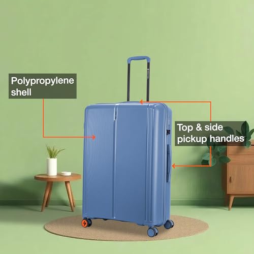Image of Nasher Miles The Line Hard-Sided Polypropylene Check-in Luggage 28 inch | 75cm | 8 Wheels Large Trolley Bag for Travel | Suitcase (Dark Blue)