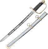 SZCO 22' US Artillery Sword Replica – Civil War Style Short Sword with Etched US Blade, Brass Guard & Pommel, Metal Scabbard – Historical Military Display Saber Sword
