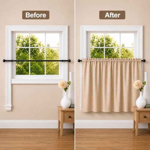 Image of Valance Blackout Rod Pocket Pattern Curtain Pack of 1 Piece, Kitchen Curtain | 3 Feet - Beige