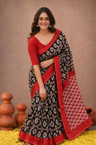 Image of Jack & Jini Women's Floral Print Pure Georgette Saree with Blouse Piece | Soft Casual & Festive Drape | Gift for Mother, Wife.