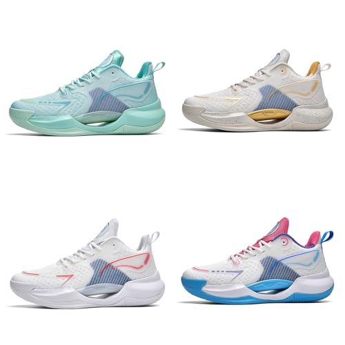 Men's Mesh Breathable Lace-Up Mid-Top Non-Slip Shock-Absorbing Basketball Shoes with Round Toe and Lightweight Casual Sports Shoes Suitable for Daily Outdoor Sports, Gym and Running2