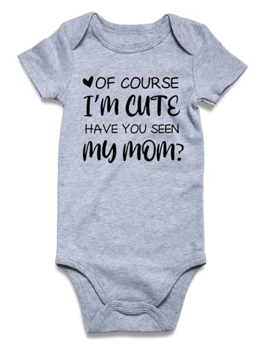 UNIFACO New Mom Gifts Baby Boy Girl Funny Clothes Unisex 6-9 Months Mom To Be Gift Infant One Piece Bodysuits Romper Of Course Im Cute Have You Seen My Mom Baby Mommy Outfit