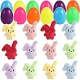 CHHOEAV 12PCS Easter Eggs with Plush Bunny Toys Inside, Cute Stuffed Bunnies, Easter Basket Stuffers Essentials, Easter Egg Fillers Party Favors Gifts for Kids Teens