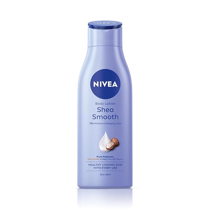 NIVEA Shea Smooth 200ml Body Lotion | 48 H Moisturization | With Deep Moisture Serum & Shea Butter | Non Greasy & Healthy Looking Skin |For Dry Skin