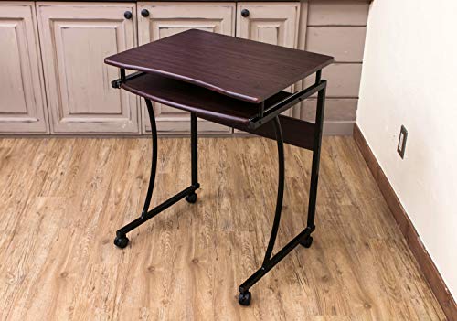 スライド棚付き コンパクト パソコンデスク 省スペース机 幅60cm (WAL/ウォールナット)