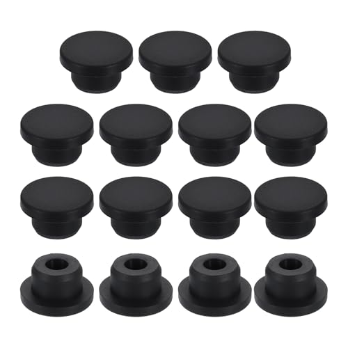 Image of uxcell 15Pcs Silicone Hole Plug, Waterproof Round Rubber Stoppers Bottle Seal Plugs Tube Pipe End Caps for 17mm /0.67 inch Hole for Bathtub Bottle, Black