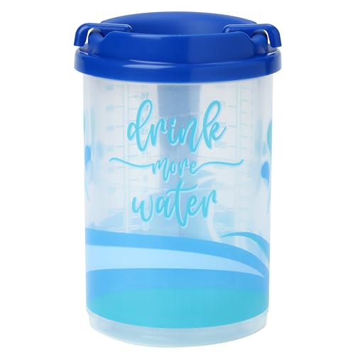 Image of Plum Hill Hospital Cup with Lid and Straw, Lightweight 20 Oz Bedside Mug | Large Water Cup with Measurement Markers, Medical Water Bottle, Clear Plastic Mug