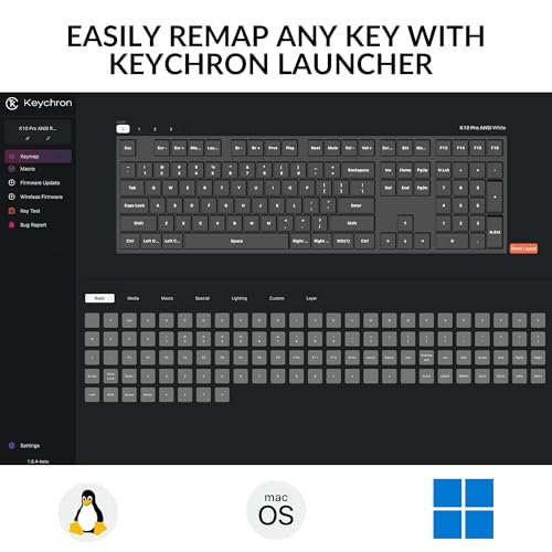 Image of Keychron K10 Pro Wireless Custom Mechanical Keyboard, QMK Programmable Bluetooth 100% Layout with Silent Red Switch White Backlight Compatible with Mac Windows Linux