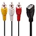 Halokny USB to 3 RCA Cable, 8 inch USB 2.0 A Female to 3RCA Male Audio Video Capture Card AV Composite Adapter Cable (USB F/3RCA M)