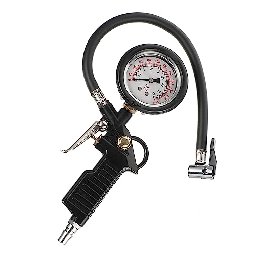 Ciieeo 1Pc Tire Pressure Gauge with Inflator Car Gauge for Easy Tire Inflation Decompression Built Pressure Gauge Heavy Duty Leak Hose Saves Fuel Costs