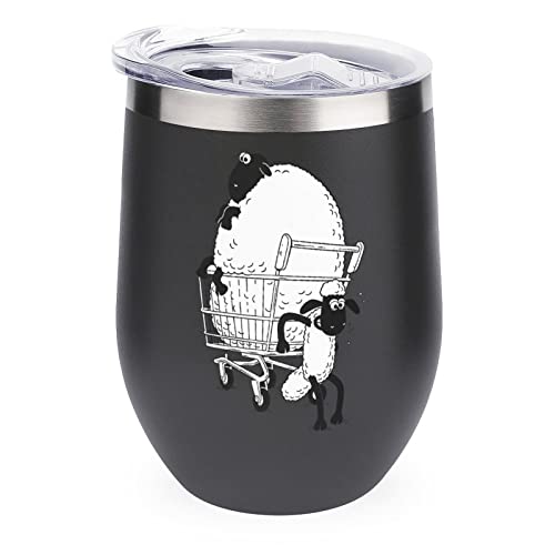 魔法瓶 ワインタンブラー ひつじ ショーン 卵殻カップ U字型 タンブラー 水筒 蓋付き 真空断熱 マグカップ コーヒーカップ 真空カップ 旅行杯 まほうびん ステンレス製 ビールカップ 漏れ防止 直飲み 保温保冷 350ML