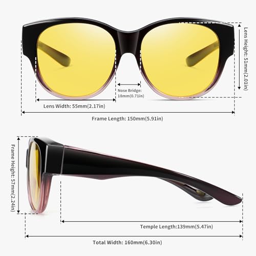 Image of GEGURI Polarized Sunglasses Fit Over Glasses for Men Women, Oversized Square Sun Glasses UV400 Protection Shades