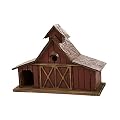 Glitzhome 20.67" H Rustic Wood Barn Design Extra-Large Birdhouse Hand Painted Bird Houses