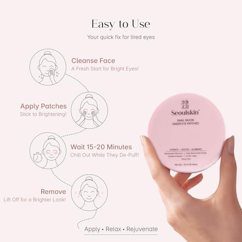 Image of SeoulSkin Snail Mucin Under Eye Serum Patches (32 Pcs) - Korean Eye Patches for Dark Circles, Puffy Eyes, Hydrates & Repairs with Niacinamide & Hyaluronic Acid - Paraben-Free, Sulphate-Free, Cruelty-Free