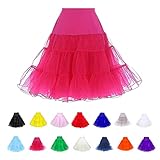 BABYONLINE D.R.E.S.S. Crinoline slips for women Knee Length Hot Pink Petticoat Skirt 1950s Underskirt,Hot Pink,Size Large