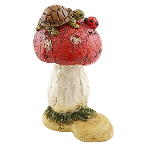 Top Collection Miniature Fairy Garden and Terrarium Mini Turtle on Mushroom Statue, 2.5 x 2.5 Cover