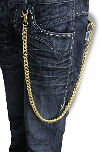 Men Biker Fashion Wallet Chain Keychain Classic Style Metal Long Strand Long Gold Color Strong Heavy2