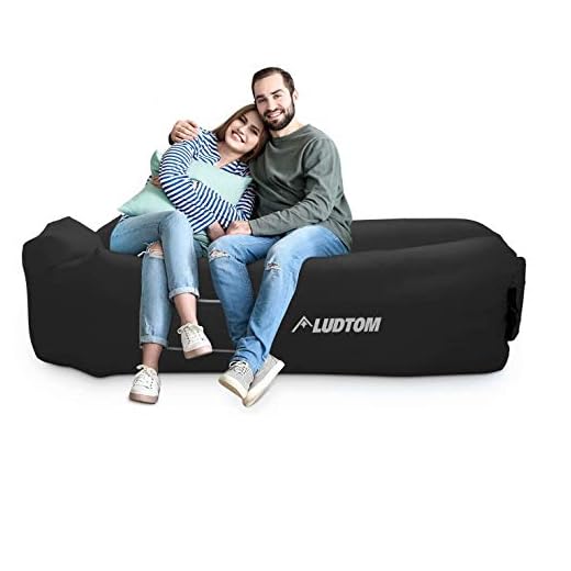 LUDTOM Inflatable Lounger Air Sofa Hammock, 440 lb Portable and Waterproof Ideal Inflatable Pouch Couch for Camping Gear and Accessories for Outdoors Pool Backyard Traveling Black