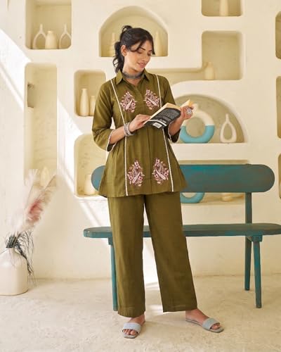 Image of TOPLOT Kurta Sets for Woman with Embroidery Work || Co ord Set for Women Stylish (5246)