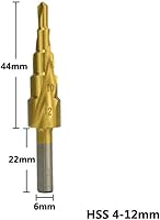 Vista 2 de Spiral Grooved Step Drill Bit Set HSS Titanium Hole Drilling Spiral Flute Cobalt Step Cone Drill,Carbide Step Drill Bit Woodworking Drill Bit HSS