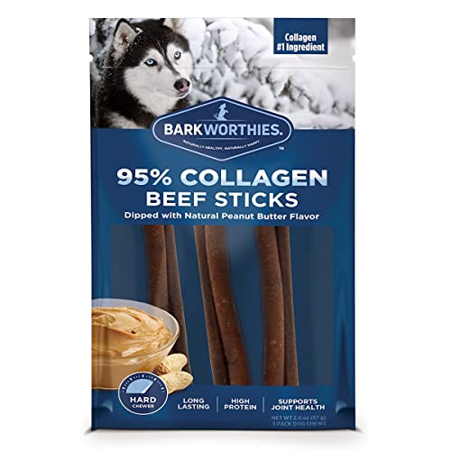 Barkworthies 840139122637 6 in. Collagen Grain Free Beff Peanut Butter Stick Dog Treat - Case of 50