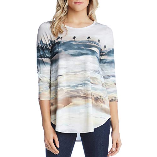 Karen Kane Palm Tree Print Tee Print MD