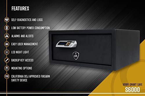 Verifi Smart.Safe. S6000 Biometric Gun Safe with FBI Certified Fingerprint Sensor, Self-Diagnostics, Tamper Alerts and AutoLock
